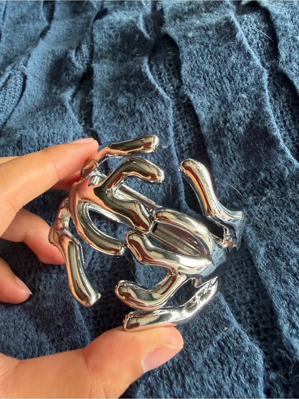 Silver Sculptural Crab Cuff Bracelet - Women's Accessory